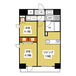 Ceder Noritake 4階2LDKの間取り