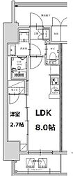 S-RESIDENCE亀島駅前ascent 8階1LDKの間取り
