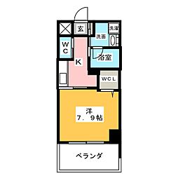 アリエッタＮａｇｏｙａ 7階1Kの間取り