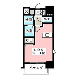 プレサンス名古屋ＳＴＡＴＩＯＮビーフレックス 8階ワンルームの間取り