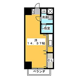 ベレーサ名駅ウエスト 9階ワンルームの間取り