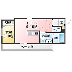 カーササクラーレ 1LDKの間取図画像