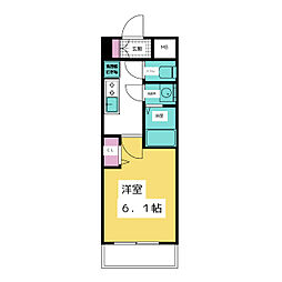 プレサンス太閤通ファシール 2階1Kの間取り