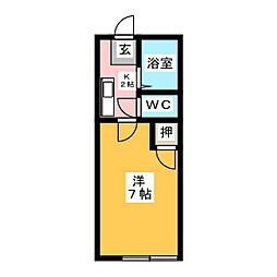 ハイツアカネ 1Kの間取図画像