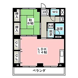 栄生コーポ嘉 1LDKの間取図画像