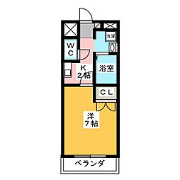 パラッツォT・H黄金 1Kの間取図画像
