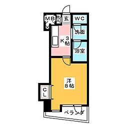 グレイスメゾン本陣 1Kの間取図画像