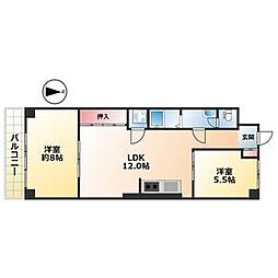 シーズンコート本陣通 2LDKの間取図画像