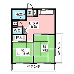 泰山メゾン 2LDKの間取図画像