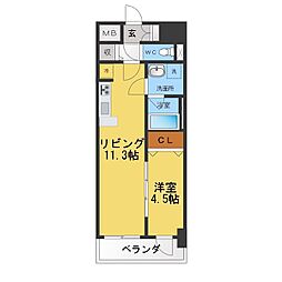 ファンファーレ黄金 1LDKの間取図画像