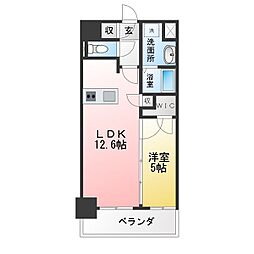 S-RESIDENCE亀島駅前ブレイズ 1LDKの間取図画像