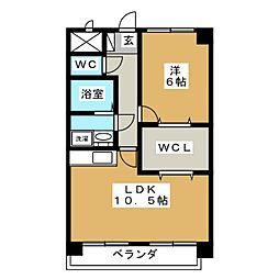 ロワ2・森田町 1LDKの間取図画像