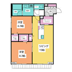 グランフレッシュ 2LDKの間取図画像