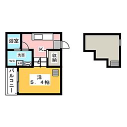 ロッカフォルテ 1Kの間取図画像