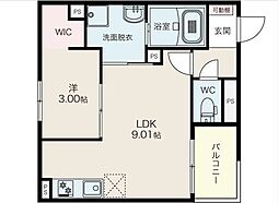 (仮称)名古屋市中村区二ツ橋 新築木造アパート 1LDKの間取図画像