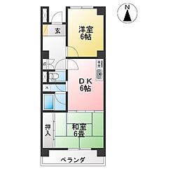 レインボー尾頭橋 1LDKの間取図画像