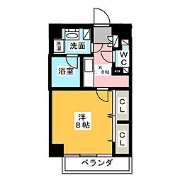 グリーンコートカメジマ 1Kの間取図画像