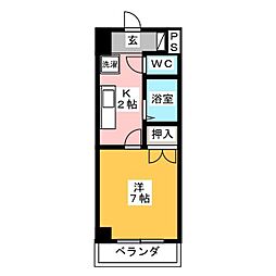 メゾンキムラ2 1Kの間取図画像