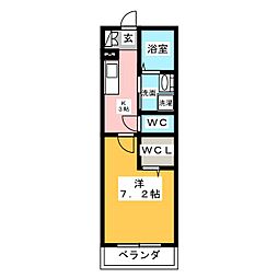 リアンオリヴィエ 1Kの間取図画像