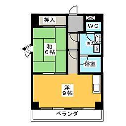 万豊ハイツ 1LDKの間取図画像