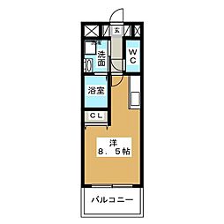 ラヴィ・アン・ローズ ワンルームの間取図画像