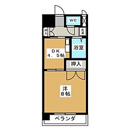サザン名駅イースト 1DKの間取図画像