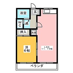 グレースフル 4階1LDKの間取り