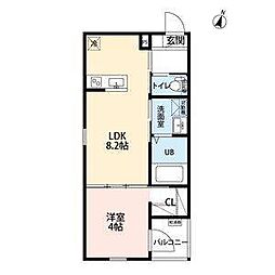 クレリア花池町 1階1LDKの間取り