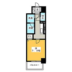 メイプル岩塚本通 5階1Kの間取り