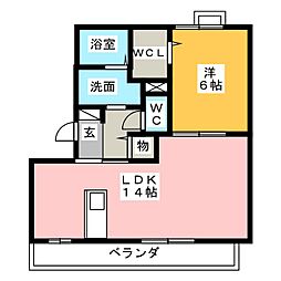 リバージュA 1LDKの間取図画像