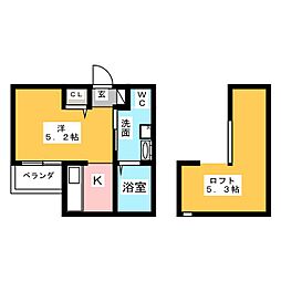 パレッタ小本WEST 1Kの間取図画像