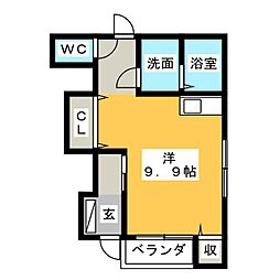 ボンヌール柳瀬 ワンルームの間取図画像