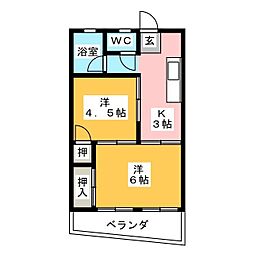 コーポ永楽 2DKの間取図画像