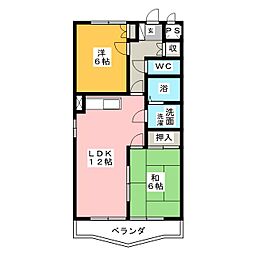 プレステイジ清水 2LDKの間取図画像