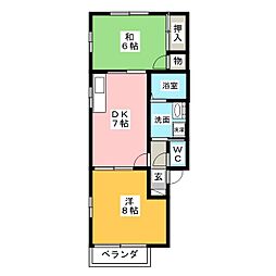 福楼 2DKの間取図画像