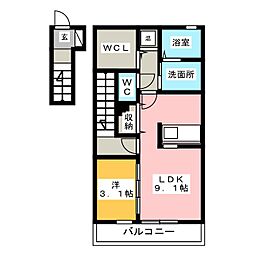 珠輝 1LDKの間取図画像