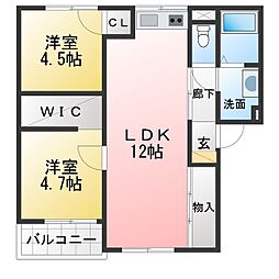 レジデンス野上 2LDKの間取図画像