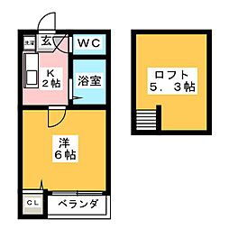 リバティコート 1Kの間取図画像