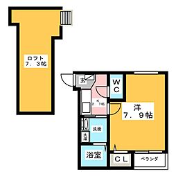 ブランノワール並木 1Kの間取図画像
