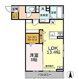クオレアス乗江 1LDKの間取図画像