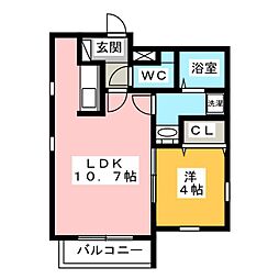 CherimHattaEast 1LDKの間取図画像