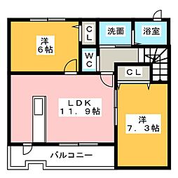 ノーブルヴィラ1 2LDKの間取図画像