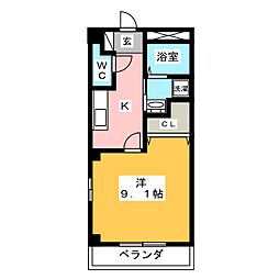 クレアーレ 1Kの間取図画像