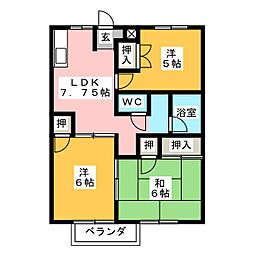 ハイムパンプキンPART2A棟 3DKの間取図画像