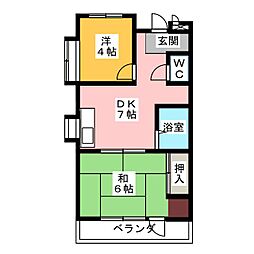 ベルカーサ戸田 2DKの間取図画像