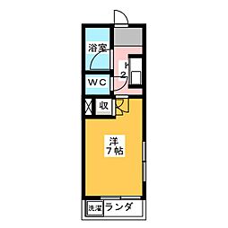 セザール烏森 1Kの間取図画像