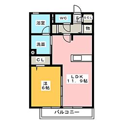 レクシオン横井 1LDKの間取図画像