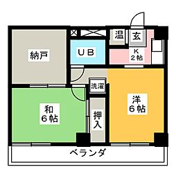ベルメゾン白川 6階3Kの間取り