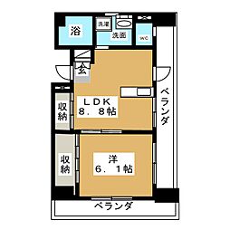 サン・サカエビル 10階1LDKの間取り