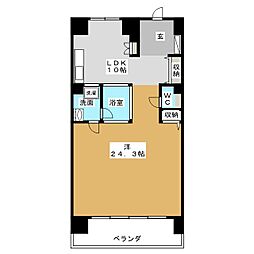 カスタリア伏見 14階1LDKの間取り